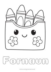 Farvelægningssiden tilpasning Kawaii Farveblyant Nem farvelægning Blyant Skoleartikler Pung