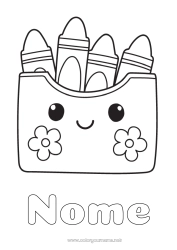 Disegno gratuito Kawaii Matita colorata Disegni da colorare facili Matita Forniture scolastiche Astuccio