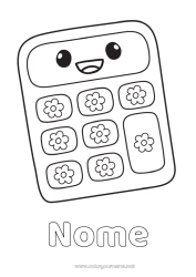 Desenho para personalizar Kawaii Materiais Escolares Calculadora