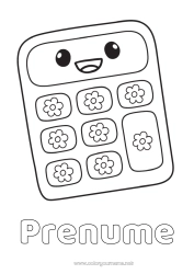 Pagină de colorat gratuită Drăguț Materiale școlare Calculator