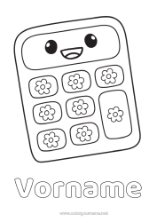 Malvorlage anpassen Kawaii Schulbedarf Taschenrechner