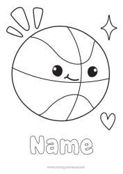 Free coloring Sport Kawaii Balloons Basketball Team sports