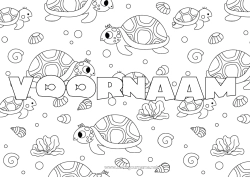 Gratis tekening Schildpad Dier Gedecoreerde naam Complex Kleurplaten Zeedieren Reptielen Decoratieve achtergrond Zeeschildpad