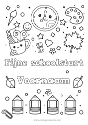 Kleurplaat aanpassen Kawaii Kwast Potlood Terug naar school 