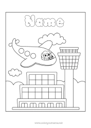 Free coloring Plane Aerial vehicles Airport Transportation Professions Pilot
