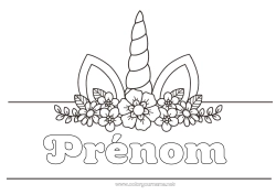 Coloriage à personnaliser Licorne Animal Dragons, licornes et animaux fantastiques étiquette