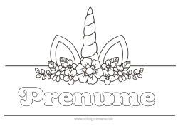 Pagină de colorat personalizată Unicornă Animal Dragoni, unicorni și animale fantastice Etichetă