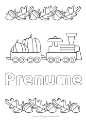 Desen liber de colorat Dovleac Toamnă Vehicule Tren Locomotivă Transport public terestru Gland
