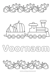Gratis tekening Pompoen Herfst Voertuigen Trein Locomotief Openbaar vervoer over land Eikel