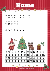 Colouring to customise Christmas Tree Christmas Elf's Mission Children's Activities Coded Message