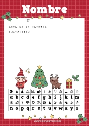 Dibujo libre árbol de Navidad Misión del Elfo de Navidad Actividades para niños Mensaje codificado