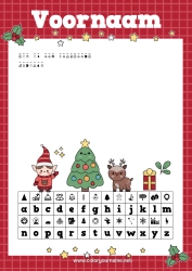 Gratis tekening Kerstboom Kerstelf Opdracht Activiteiten voor Kinderen Gecodeerd bericht