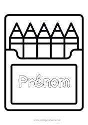 Coloriage à personnaliser Crayon de couleur Coloriages faciles Crayon Fournitures scolaires
