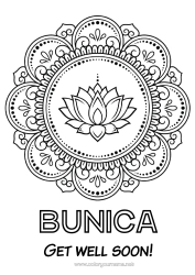 Pagină de colorat gratuită Flori Liniștit și zen Floarea de lotus