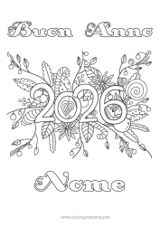 Colorazione gratuita Fiori Buon Anno Messaggio 
