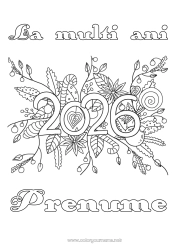 Pagină de colorat personalizată Flori La mulți ani! Mesaj 