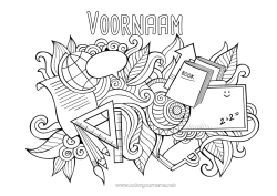 Kleurplaat aanpassen Mandala School Potlood Wereldbol Schoolbenodigdheden Winkelhaak