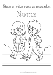 Colorare per personalizzare Cartella Rientro a scuola Messaggio di 