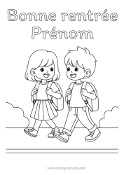 Coloriage à personnaliser Cartable Rentrée scolaire 