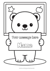 Free coloring Bear Kawaii Animal School Forest animals Back to School Class board Sign