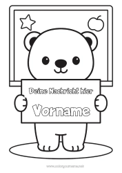 Kostenlose Zeichnung Bär Kawaii Tier Schule Waldtiere Schulbeginn Klassentafel Schild