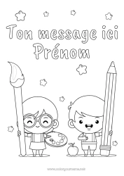 Coloriage à personnaliser Art Enfant Pinceau Crayon Fournitures scolaires Peinture Couverture de cahier