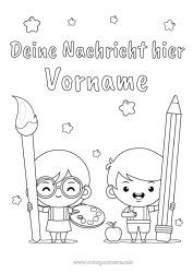 Malvorlage anpassen Kunst Kind Pinsel Bleistift Schulbedarf Farbe Heftumschläge
