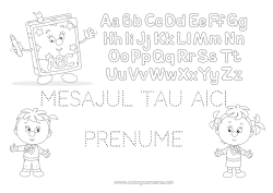 Pagină de colorat personalizată Copil Activități pentru copii Alfabet Carte Lectură Litera alfabetului
