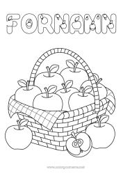 Gratis färgläggning Korg Frukter Äpple