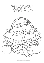 Colouring to customise Basket Fruit Apple