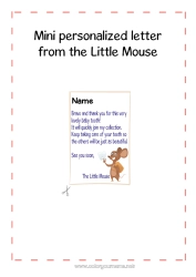 Coloring to customize Milk tooth Tooth fairy Mail of the Little Mouse