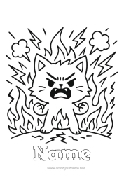 Colouring to customise Cat Animal In A Bad Mood. Dogs And Cats Emotions Anger