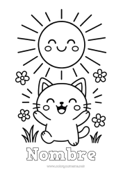 Dibujo libre Cat Sol Animales Dibujos fáciles para colorear Perros y gatos Emociones Alegría