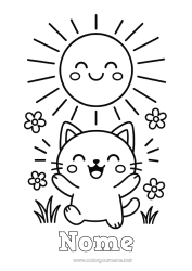 Desenho grátis Gato Sol Animal Desenhos para colorir fáceis Cães e gatos Emoções Alegria