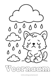 Gratis tekening Kat Eenvoudige kleurplaten Honden en katten Emoties Verdriet