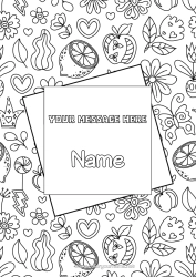 Colouring to customise Flowers Heart Fruit Lemon Apple Decorative Background Notebook Cover
