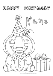 Colouring to customise Pumpkin Gifts Halloween Birthday Autumn Jack O'lantern Hat Happy Birthday Message