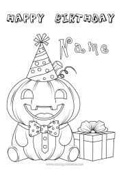 Free drawing Pumpkin Gifts Birthday Jack O'Lantern Hat Happy Birthday (English) Message