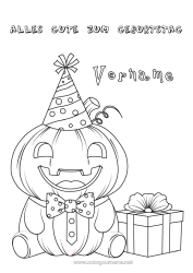 Kostenlose Malvorlage Kürbis Geschenke Geburtstag Kürbis Hut Alles Gute zum Geburtstag (Französisch) Nachricht