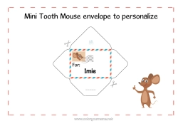 Kolorowanka za darmo Ząb mleczny Mała Myszka List Małej Myszy Zwierzę Koperta Koperta do druku