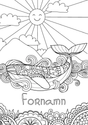 Gratis teckning Sol Val Hav Zentangle Marina djur eller vattenlevande djur