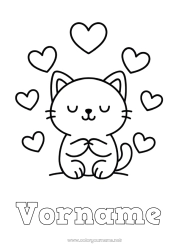 Kostenlose Zeichnung Herz Katze Tier Einfache Ausmalbilder Hunde und Katzen Emotionen Liebe