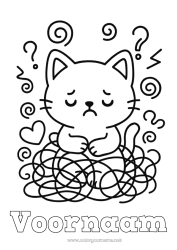 Gratis tekening Kat Dier Eenvoudige kleurplaten Honden en katten Emoties