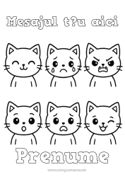 Pagină de colorat personalizată Pisică Activități pentru copii Animal Desene de colorat ușoare Câini și pisici Emoții Mânie Tristețe Bucurie Serenitate Surpriză