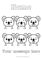 Colouring to customise Children's Activities Animal Koala Easy Colouring Pages Other Animals Of The World Emotions Sadness Joy Fear Surprise Animals Of Australia