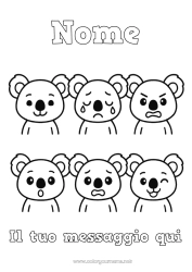 Colorare per personalizzare Attività per Bambini Koala Disegni da colorare facili Altri animali del mondo Emozioni Tristezza Gioia Paura Sorpresa