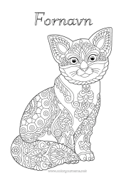 Gratis fargelegging Katt Zentangle Hunder og katter