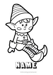 Free colouring Christmas Elves Elf colouring pages Easy colouring pages