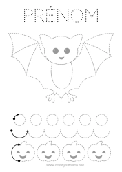 Coloriage à personnaliser Chauve-souris Citrouille Activités enfants Animal Points à relier Coloriages faciles Trace et colorie Oiseaux et mammifères volants Fiche de graphisme maternelle