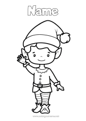 Free colouring Christmas Elves Elf colouring pages Easy colouring pages